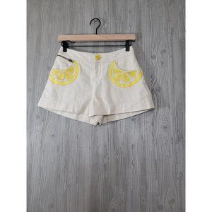 Rebecca Taylor Lemon Slice Linen Shorts 0